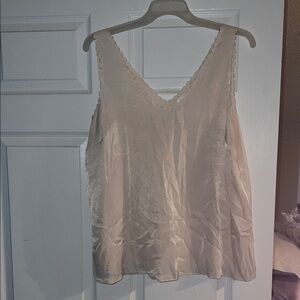 LC Lauren Conrad Cream Lace-Trim Camisole